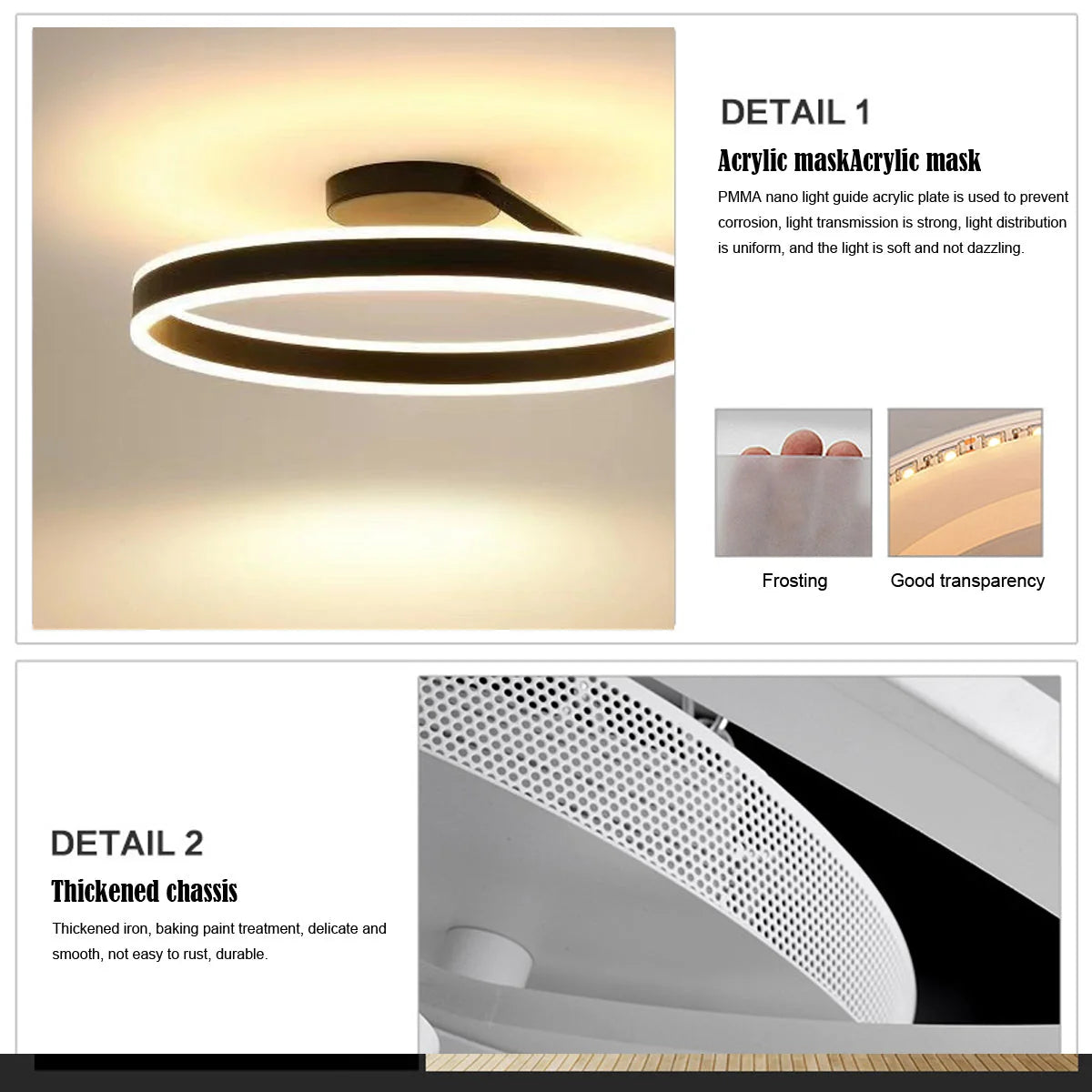 Ceiling Light Flush Mount LED Dimmable With Remote Control