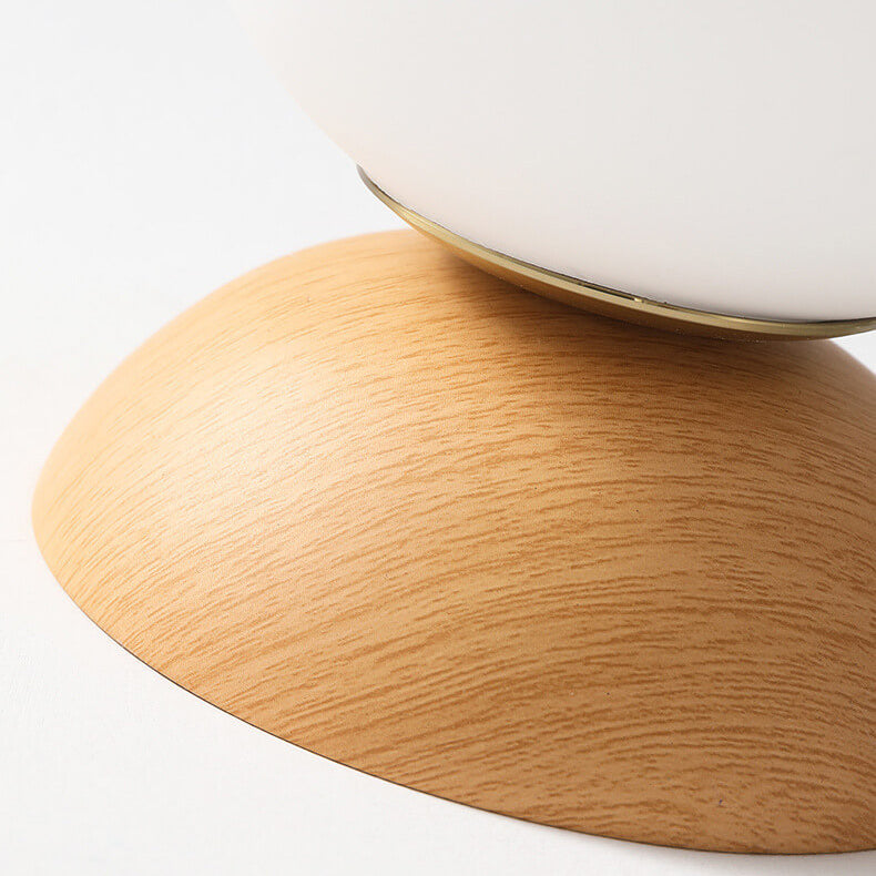 Ceiling Light Glass Globe Wood Grain Semi-Flush Mounted