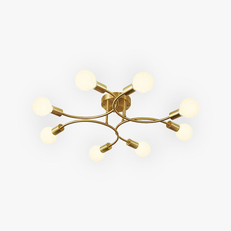 Ceiling Light Multi-Arm Gold Metal E27 Compatible
