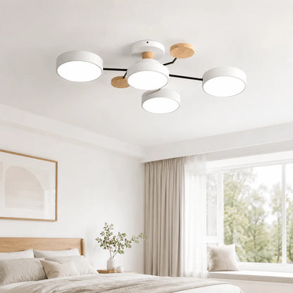 Ceiling Light Round LED Metal & Wood Three-Color