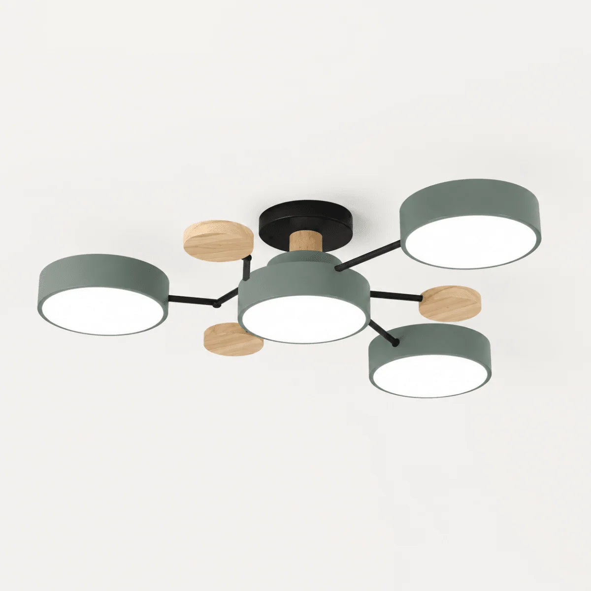 Ceiling Light Round LED Metal & Wood Three-Color