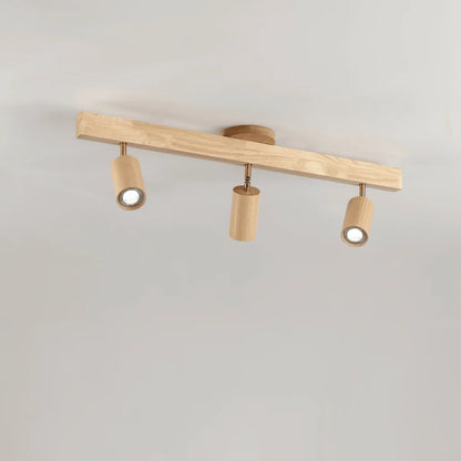 Ceiling Light Solid Wood Adjustable Head