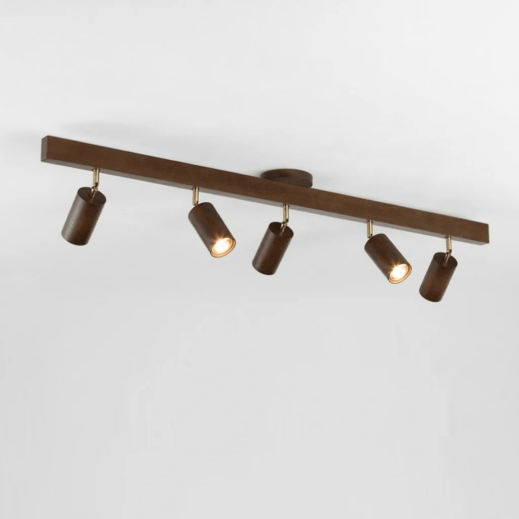 Ceiling Light Solid Wood Adjustable Head