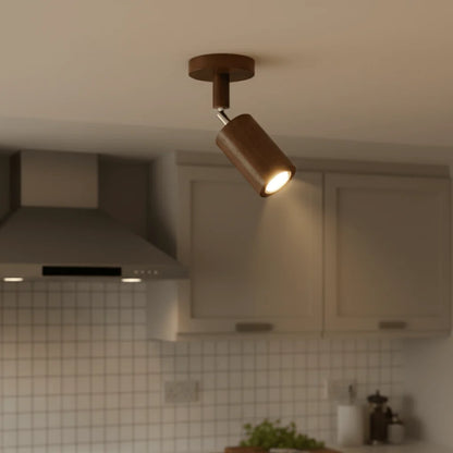 Ceiling Light Solid Wood Adjustable Head