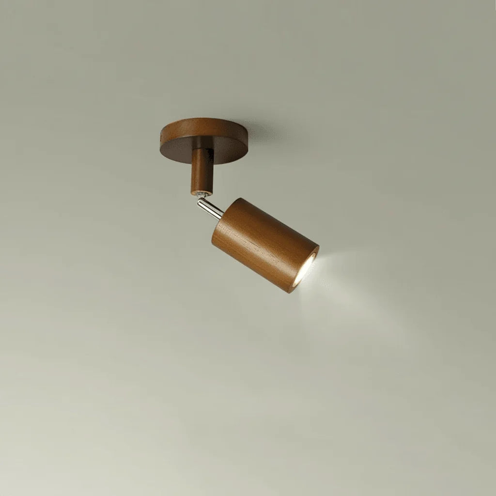 Ceiling Light Solid Wood Adjustable Head