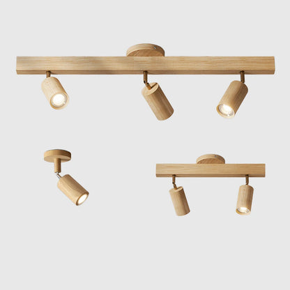 Ceiling Light Solid Wood Adjustable Head