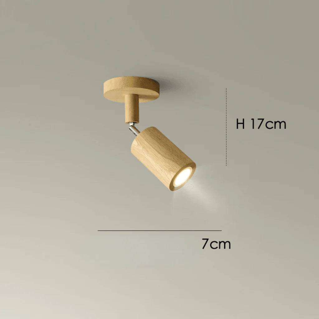 Ceiling Light Solid Wood Adjustable Head