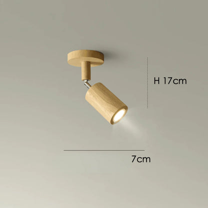 Ceiling Light Solid Wood Adjustable Head