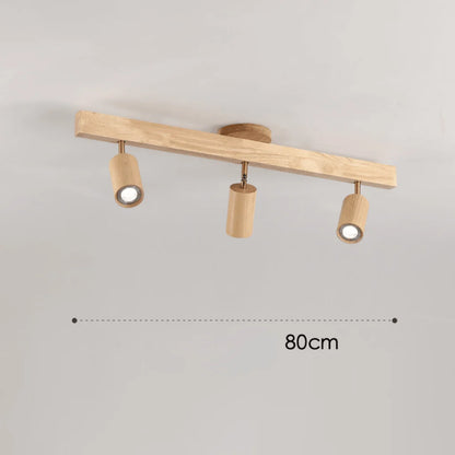 Ceiling Light Solid Wood Adjustable Head