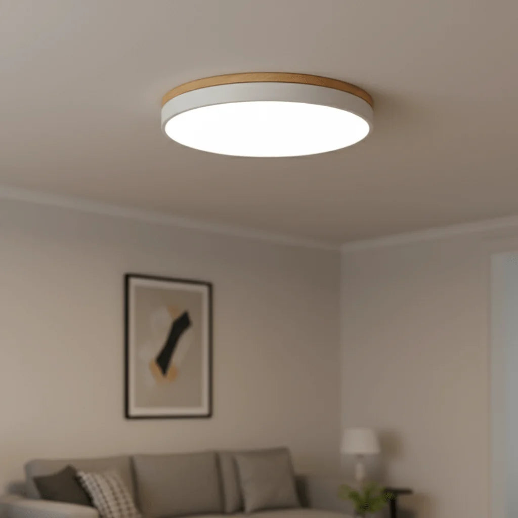 Ceiling Light Wood Accent Neutral White LED