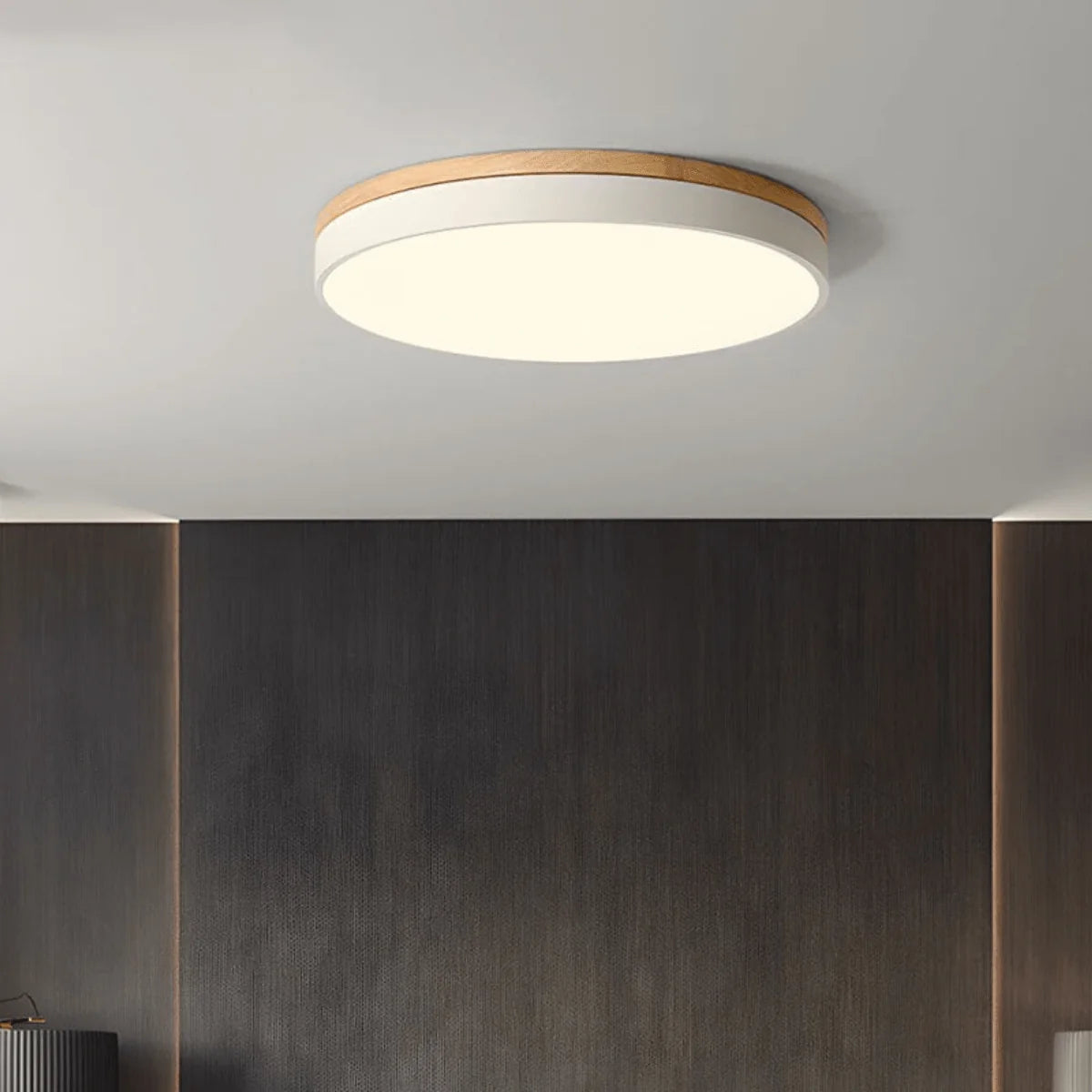 Ceiling Light Wood Accent Neutral White LED