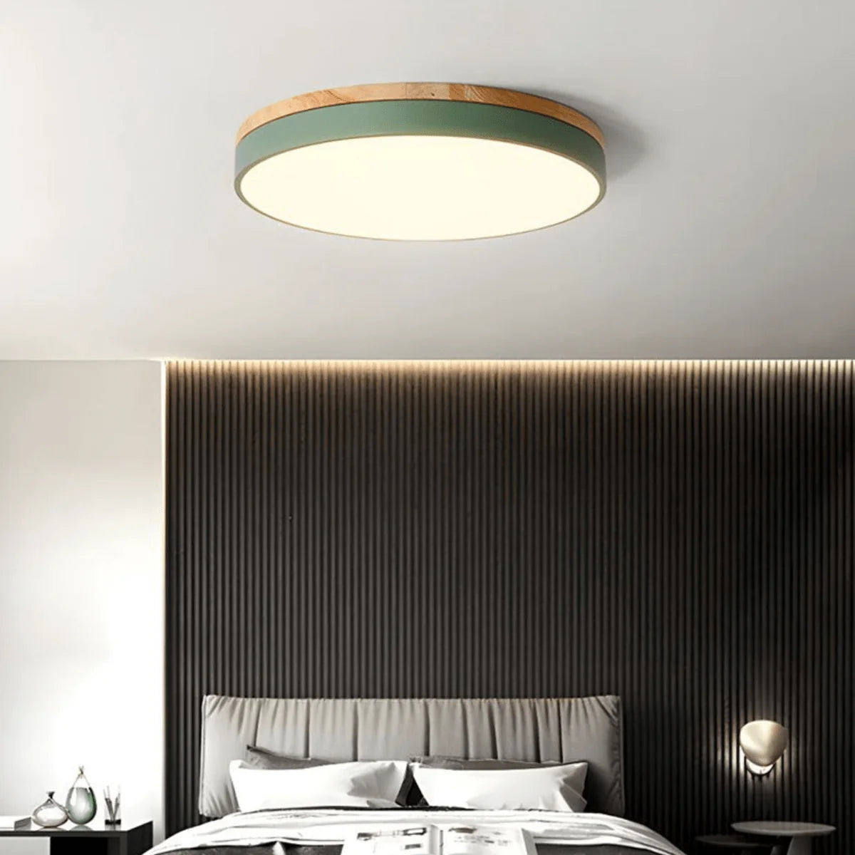 Ceiling Light Wood Accent Neutral White LED