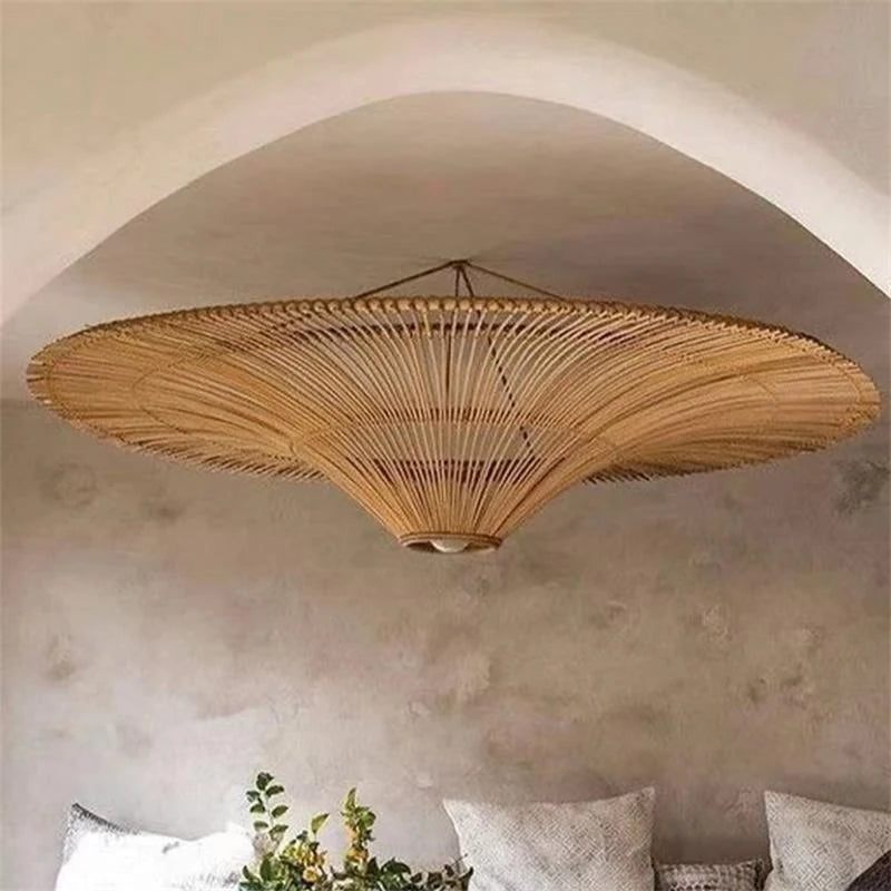 Ceiling Light Woven Natural Fiber Design