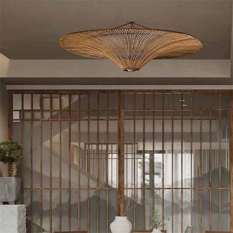 Ceiling Light Woven Natural Fiber Design