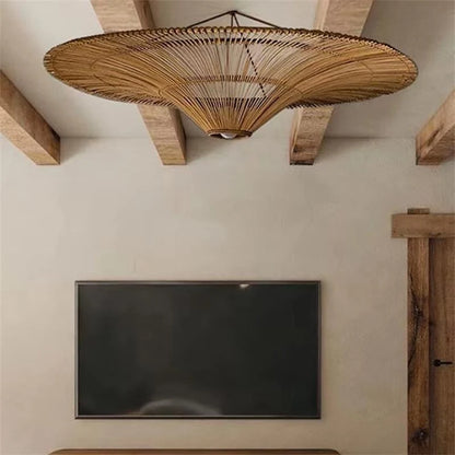 Ceiling Light Woven Natural Fiber Design