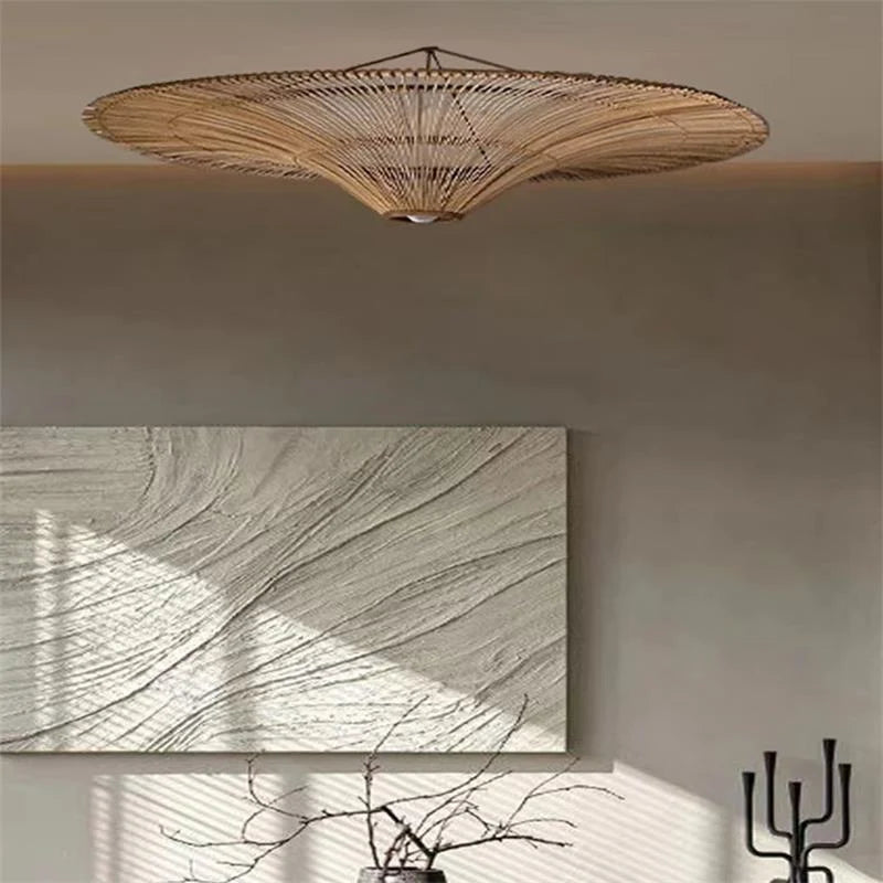 Ceiling Light Woven Natural Fiber Design
