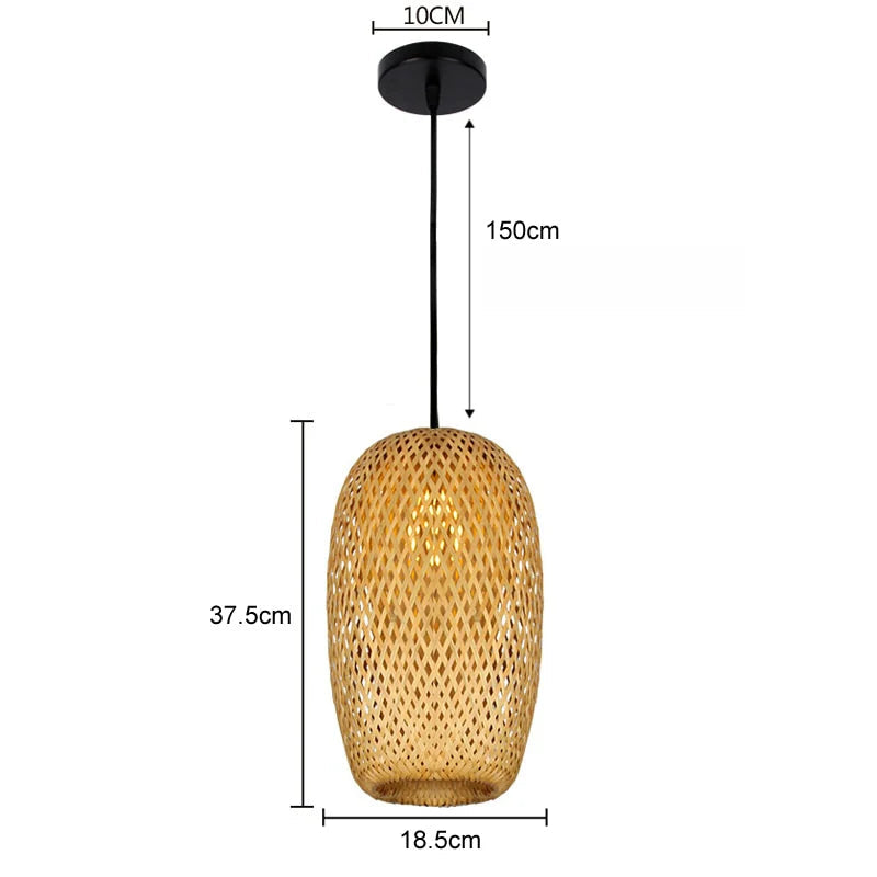 Ceiling Pendant Lamp Handwoven Bamboo Adjustable Cable