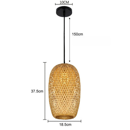 Ceiling Pendant Lamp Handwoven Bamboo Adjustable Cable