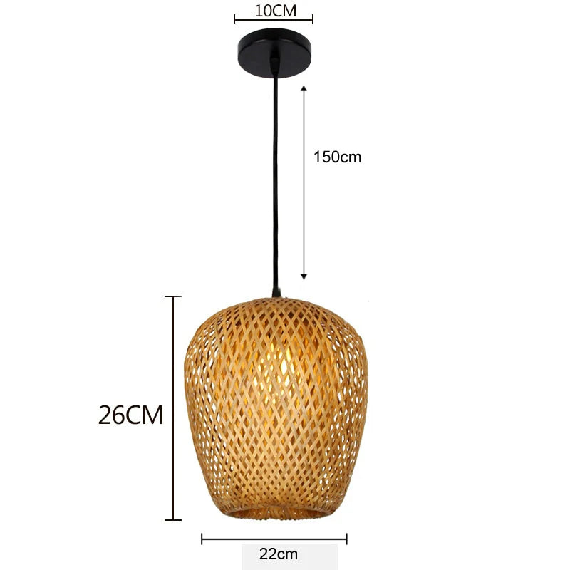 Ceiling Pendant Lamp Handwoven Bamboo Adjustable Cable