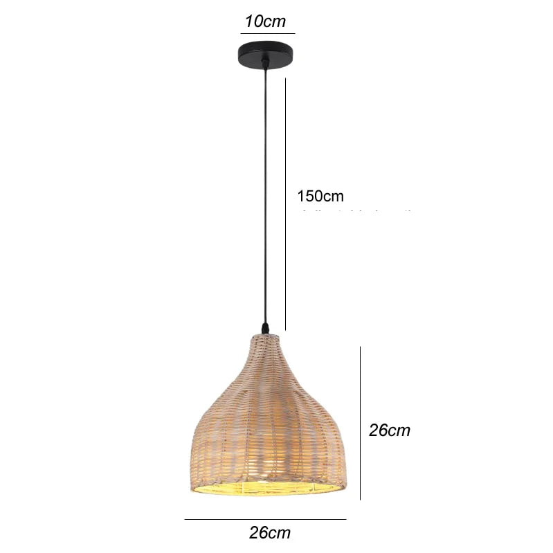 Ceiling Pendant Lamp Handwoven Bamboo Adjustable Cable