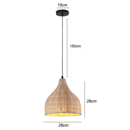 Ceiling Pendant Lamp Handwoven Bamboo Adjustable Cable