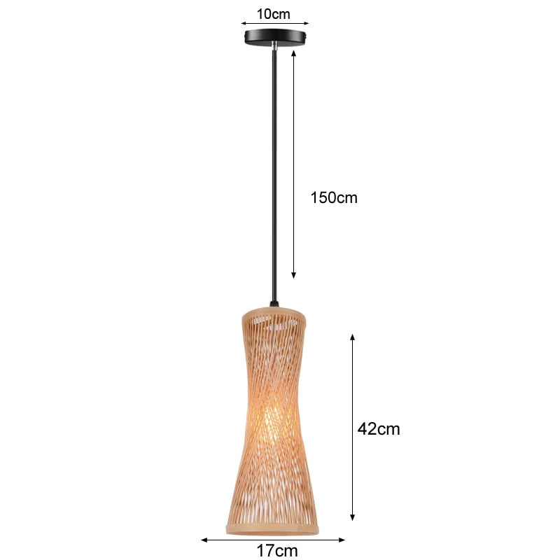 Ceiling Pendant Lamp Handwoven Bamboo Adjustable Cable