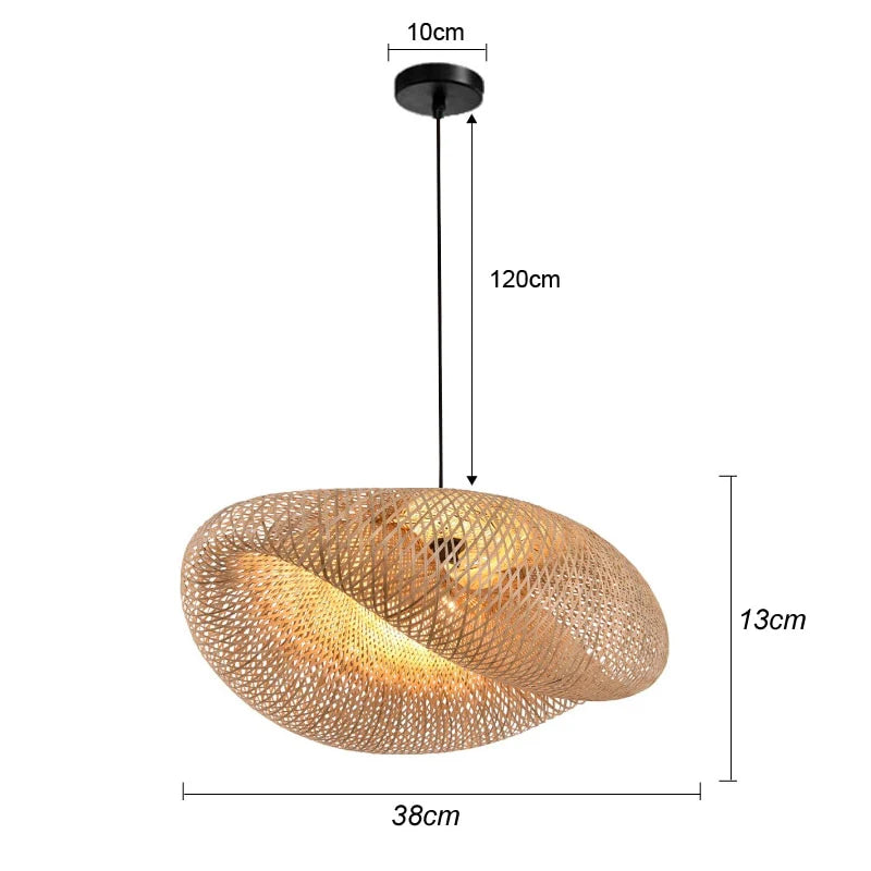 Ceiling Pendant Lamp Handwoven Bamboo Adjustable Cable