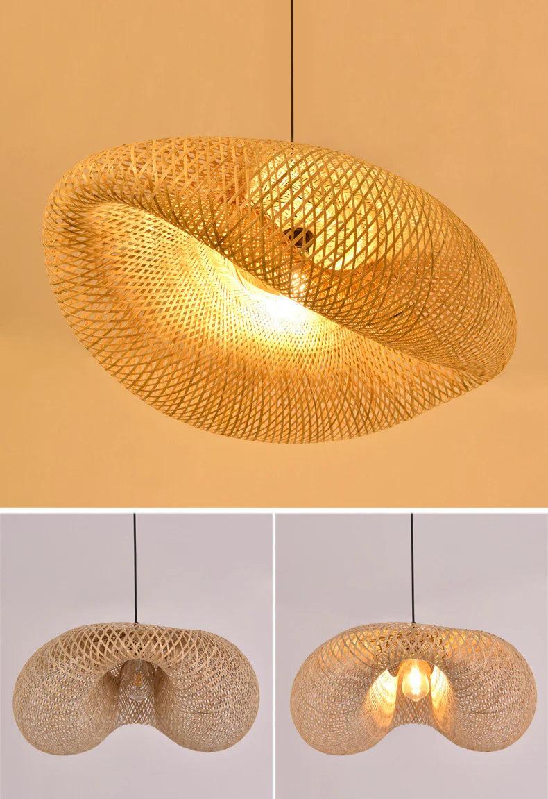 Ceiling Pendant Lamp Handwoven Bamboo Adjustable Cable