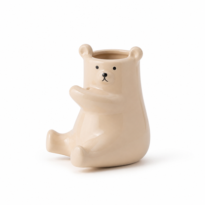 Bear-Shaped Ceramic Tabletop Vase