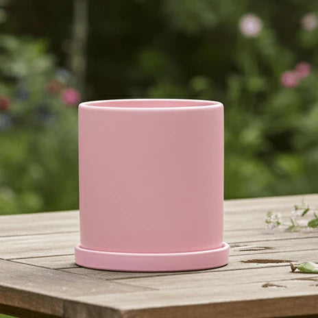 Ceramic Flower Pot Matte Glazed With Matching Saucer