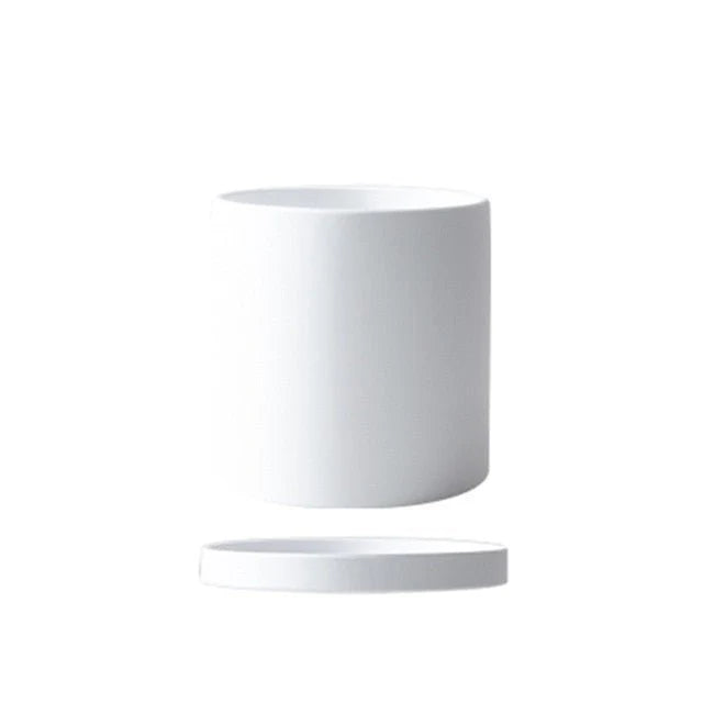 Ceramic Flower Pot Matte Glazed With Matching Saucer