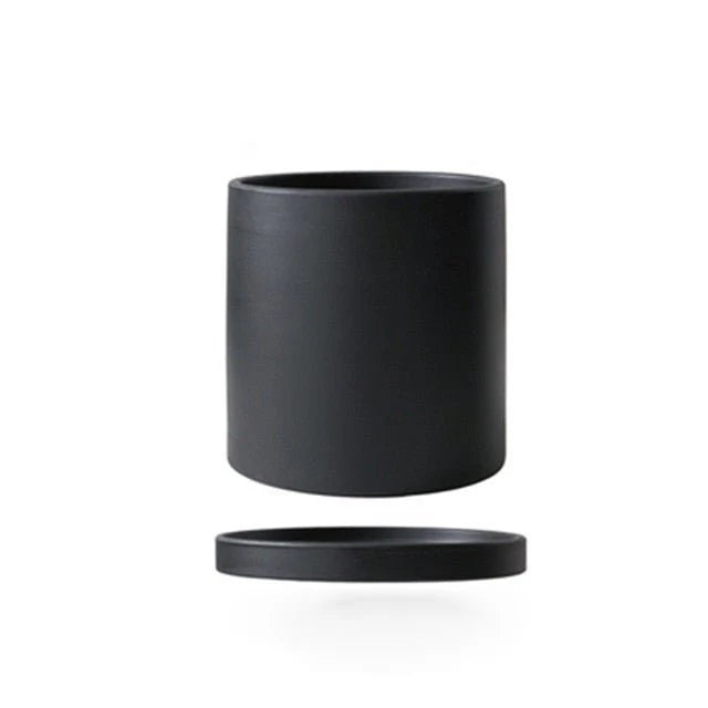 Ceramic Flower Pot Matte Glazed With Matching Saucer