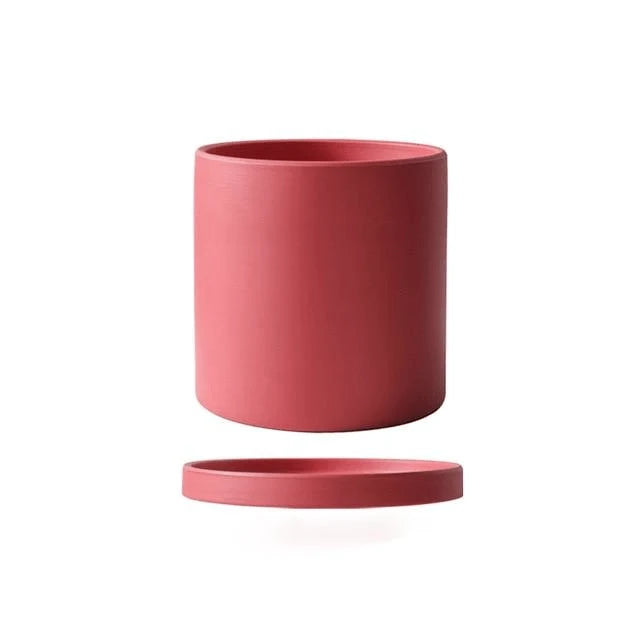 Ceramic Flower Pot Matte Glazed With Matching Saucer