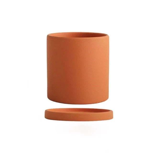 Ceramic Flower Pot Matte Glazed With Matching Saucer