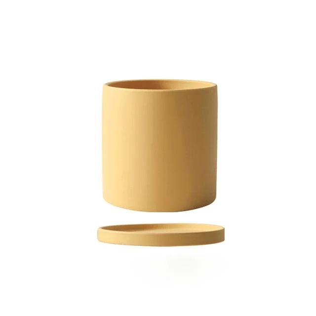 Ceramic Flower Pot Matte Glazed With Matching Saucer