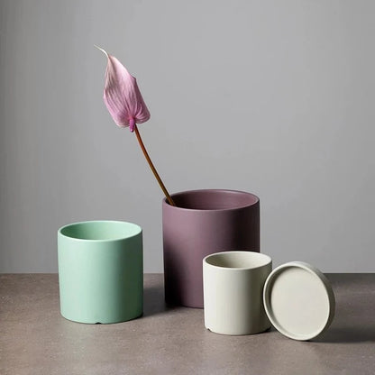 Ceramic Flower Pot Matte Glazed With Matching Saucer