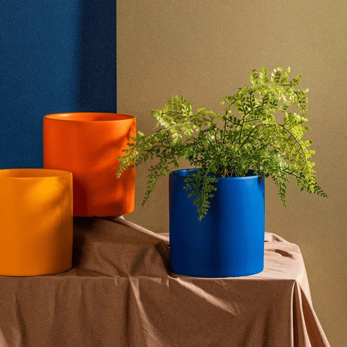 Ceramic Flower Pot Matte Glazed With Matching Saucer