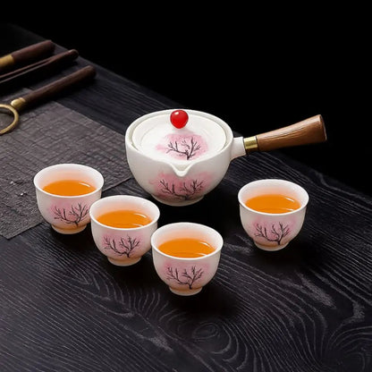 Ceramic Teapot Color-Changing Cherry Blossom Stainless Steel Strainer