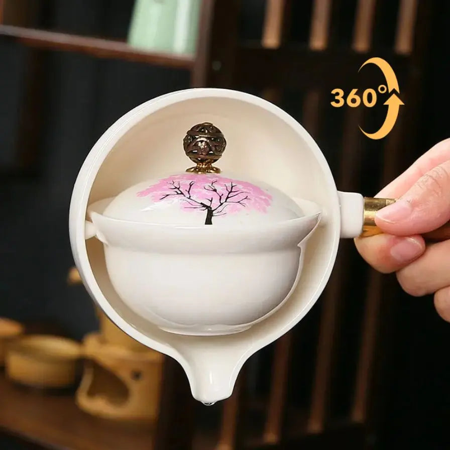 Ceramic Teapot Color-Changing Cherry Blossom Stainless Steel Strainer