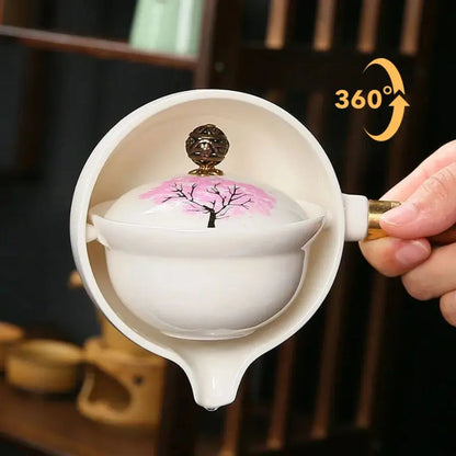 Ceramic Teapot Color-Changing Cherry Blossom Stainless Steel Strainer