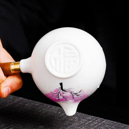Ceramic Teapot Color-Changing Cherry Blossom Stainless Steel Strainer