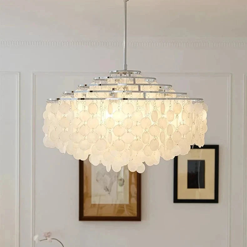 Chandelier Layered Shell Discs Adjustable LED Light Color