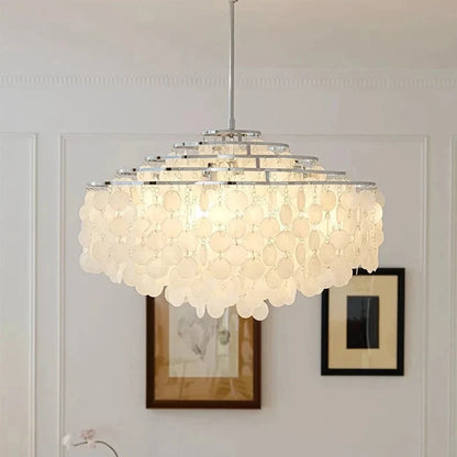 Chandelier Layered Shell Discs Adjustable LED Light Color