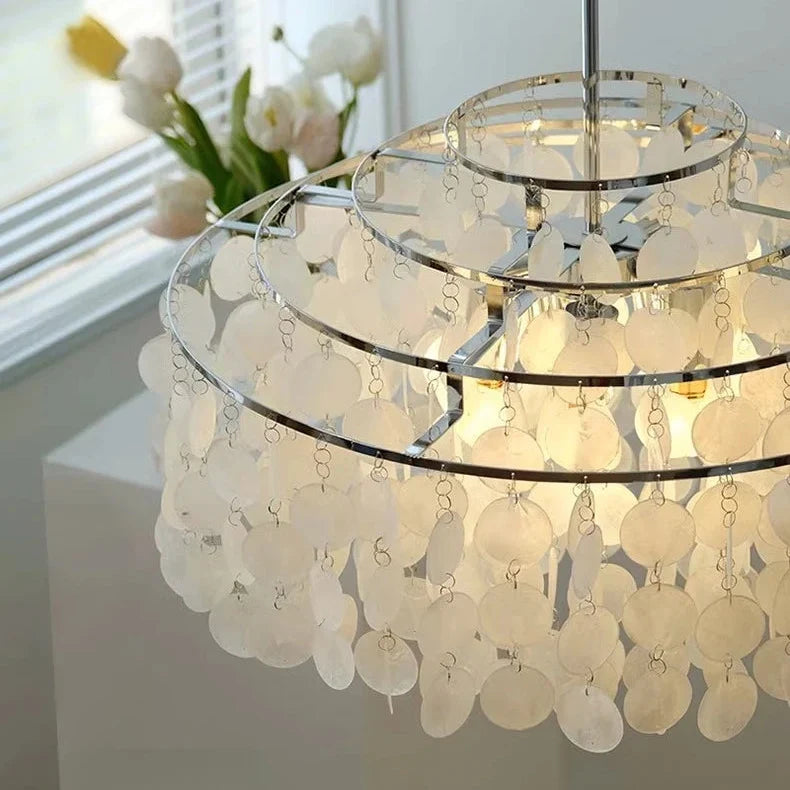 Chandelier Layered Shell Discs Adjustable LED Light Color