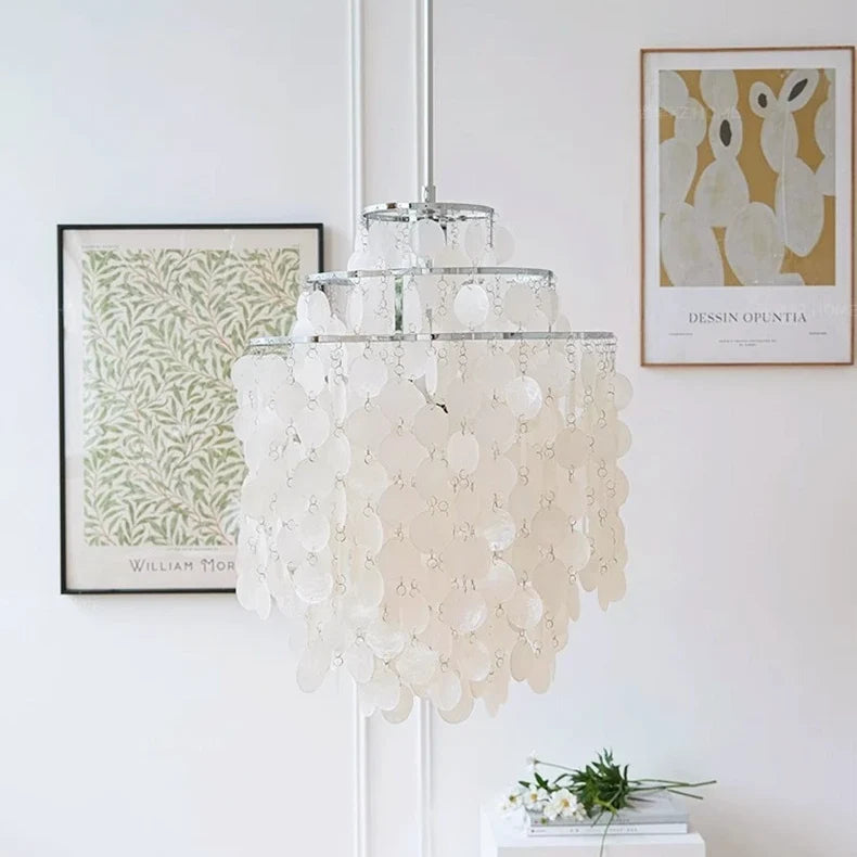 Chandelier Layered Shell Discs Adjustable LED Light Color