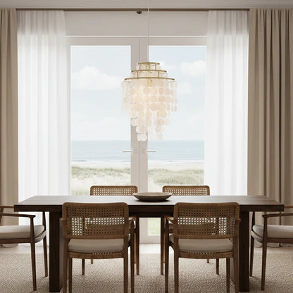 Chandelier Layered Shell Discs Adjustable LED Light Color