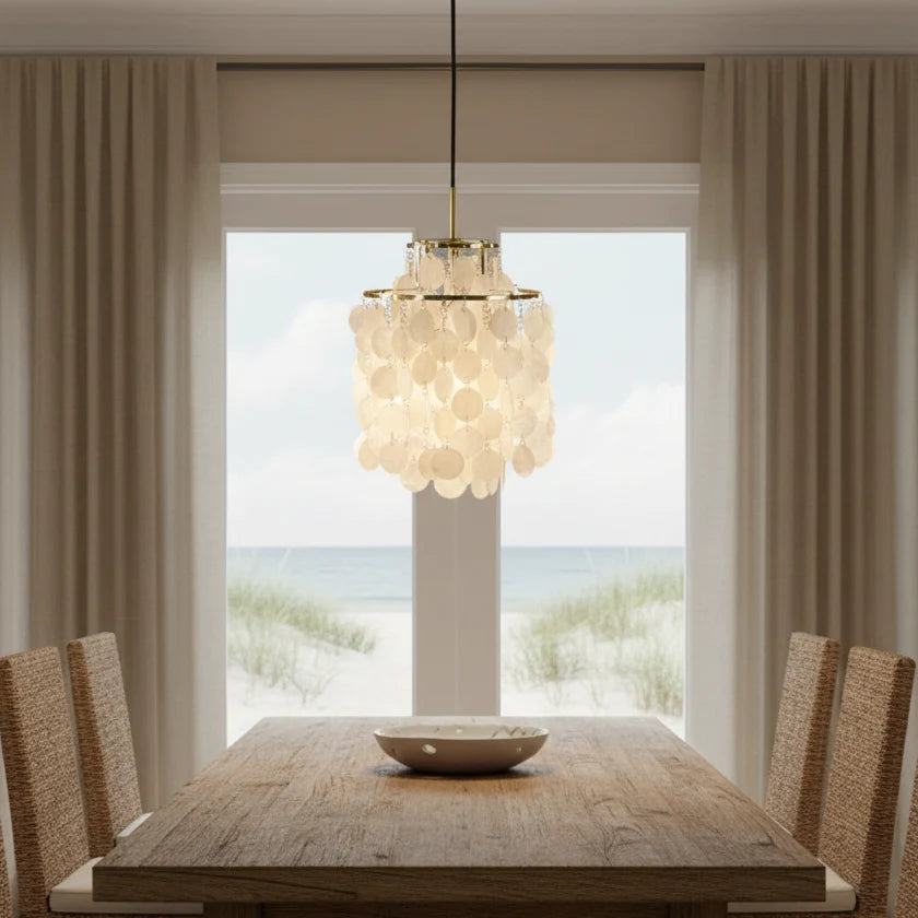 Chandelier Layered Shell Discs Adjustable LED Light Color