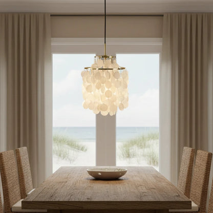 Chandelier Layered Shell Discs Adjustable LED Light Color