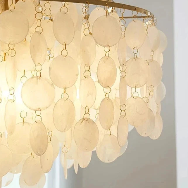 Chandelier Layered Shell Discs Adjustable LED Light Color