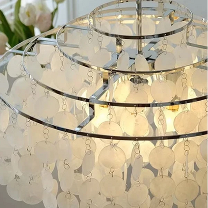 Chandelier Layered Shell Discs Adjustable LED Light Color